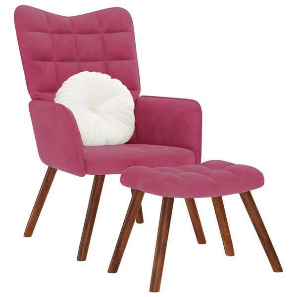 vidaXL Relaxsessel mit Hocker Weinrot Samt, 4016826, 8721158362513