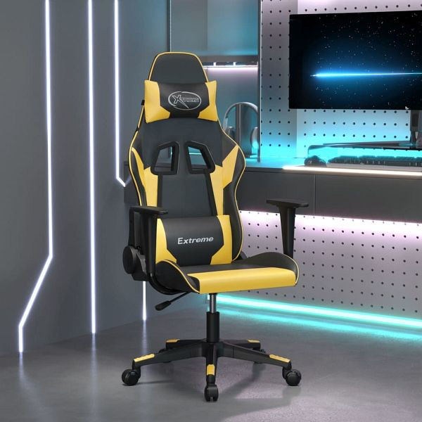 vidaXL Gaming-Stuhl Schwarz und Golden Kunstleder, 3143689