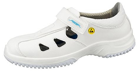 ABEBA ESD-Sicherheitsschuhe uni6 Sandale weiß ESD, S1, Ristbereich verstellbar, Mikrofaser, 31795-46