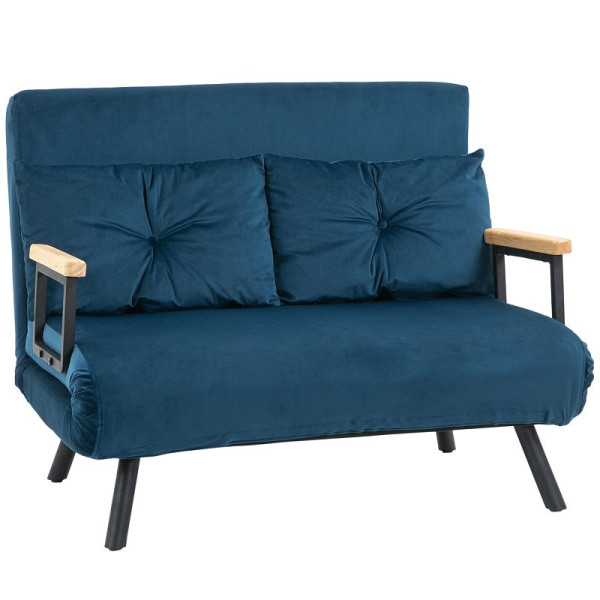 HOMCOM Schlafsofa 2er-Sofa Samtsofa, Schlaffunktion, inkl. 2 Kissen, Samtoptik, 839-835V00NU