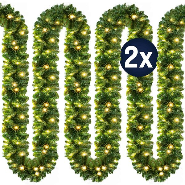 casaria Weihnachtsgirlande 5m 2er-Set In-/Outdoor, 996672