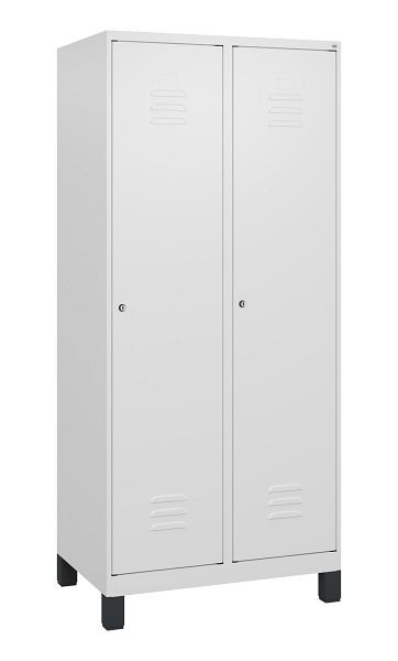 C+P Umkleidespind Classic PLUS mit Mitteltrennwand, Füße, 2 Abteile, 1800x800x500mm, 9016/9016, Zylinderschlösser, 0800107-22F S10029