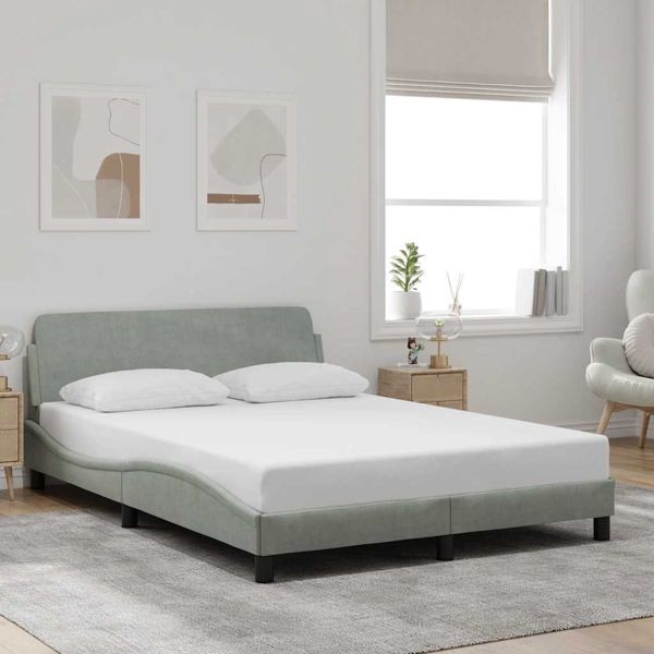 vidaXL Bettgestell "Dover" Hellgrau 137x190 cm Samt, 373282