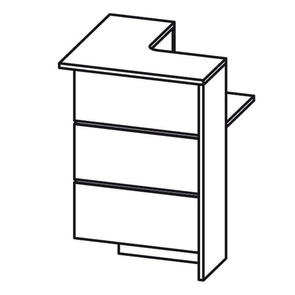 Deskin Theken-Eckelement ELINUS, Eckelement, Korpus in Dekor weiß, Front in Dekor lichtgrau, B 780 x T 780 x H 1085 mm, Theken-Eckelement links, 280235