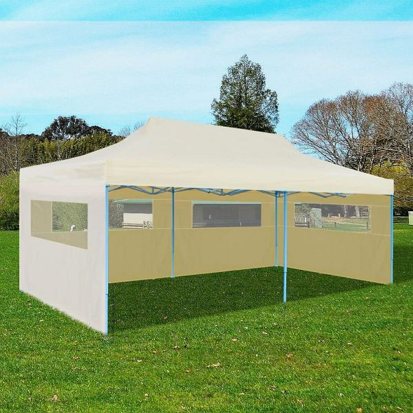 vidaXL Pop-Up-Partyzelt Faltbar Creme 3x6 m, Material: Polyester: 100%, 41582