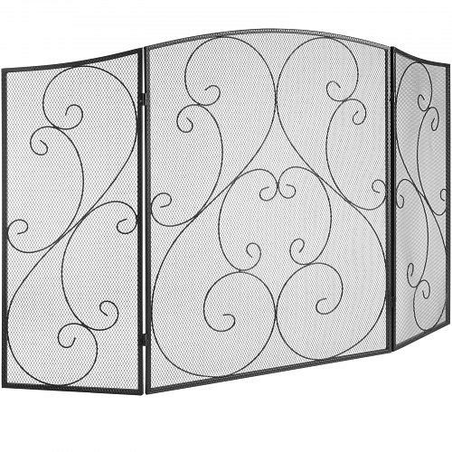 VEVOR Funkenschutzgitter Eisen Kaminschutz 121,92cm Vintage 0–40°C Kaminofen Schutzgitter Ofenschirm Gitter gegen Funkenflug 3-teilig, BLMHSFG4555I9GTXEV0