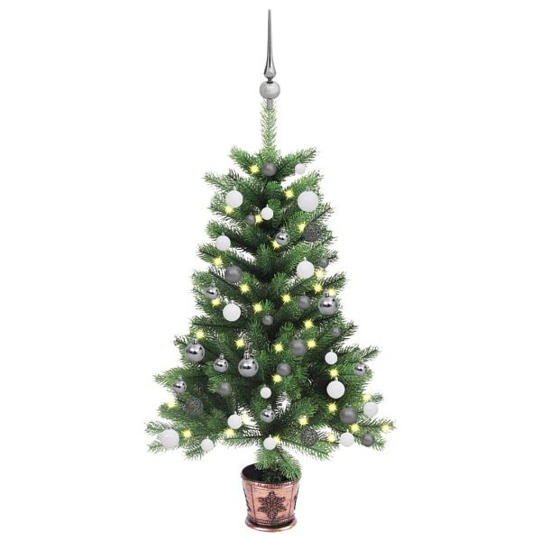 vidaXL Künstlicher Weihnachtsbaum mit Beleuchtung & Kugeln 90 cm Grün, 3077724