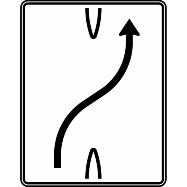 Stein HGS Überleitungstafel, einstreifig nach rechts, RA1/Alform, ohne Entfernungsangabe, 1600x1250mm, 501-20-112