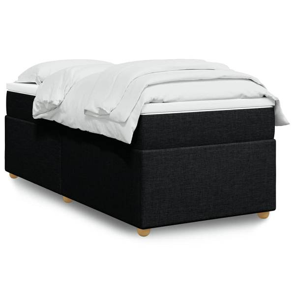 vidaXL Boxspringbett mit Matratze Schwarz 80x200 cm Stoff, 3285333