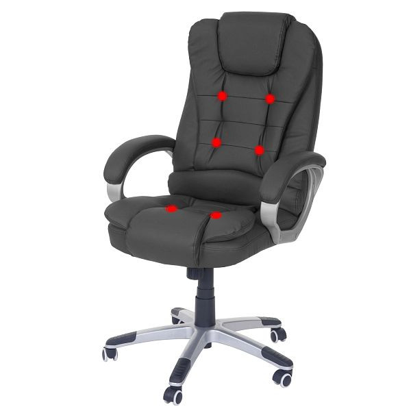 Mendler Massage-Bürostuhl Blackburn, Massagestuhl Drehstuhl Chefsessel, Kunstleder, schwarz, 50127