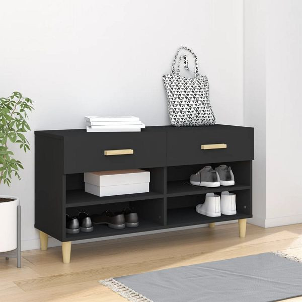 vidaXL Schuhschrank Schwarz 102x35x55 cm Holzwerkstoff, 812817
