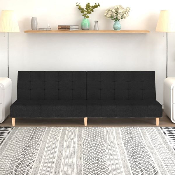 vidaXL Schlafsofa 2-Sitzer Schwarz Stoff, Füllung: Schaumstoff, 375756