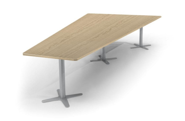 Deskin Konferenztisch DUBLIN, Dekor: Eiche hell, Gestellfarbe: Alusilber RAL 9006, BxHxT: 3800 x 735 x 1975 mm, 330290