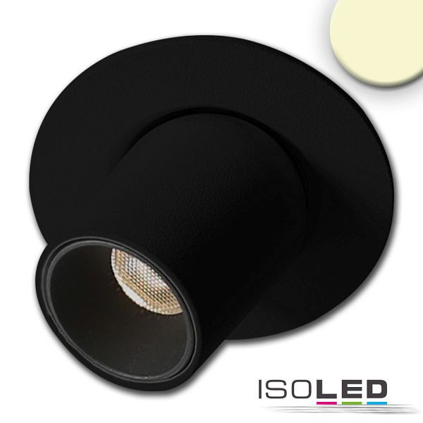 ISOLED LED Einbauleuchte Pipe MiniAMP schwarz, 3W, 24V DC, warmweiß, dimmbar, 114477