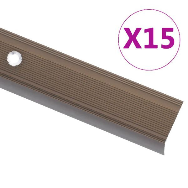 vidaXL Treppenkantenprofil in L-Form 15 Stück Aluminium 100cm Braun, 146768