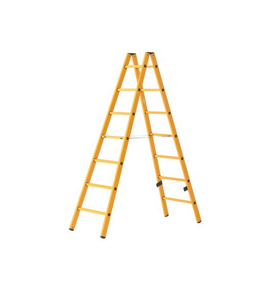 HYMER GFK Sprossenstehleiter, beidseitig begehbar, 2x7 Sprossen/Stufen, 392314