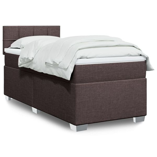 vidaXL Boxspringbett mit Matratze Dunkelbraun 90x200 cm Stoff, 3285774