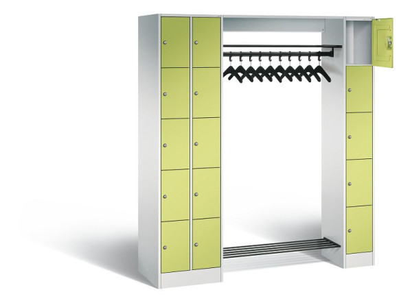 C+P Offene Garderobe Serie 8070, H1950xB2100xT480mm, Farbe: Lichtgrau / Viridingrün, 80730-00 S10092