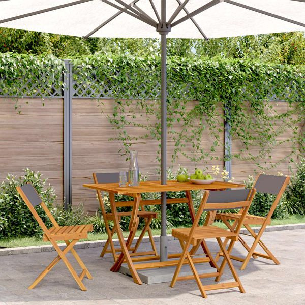 vidaXL Gartenstühle 4 Stück Klappbar Anthrazit Stoff und Massivholz, 3214613