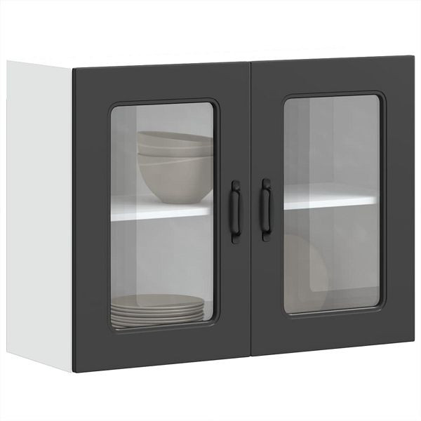 vidaXL Küchen-Hängeschrank mit Glastür Kalmar Schwarz Holzwerkstoff, 853608