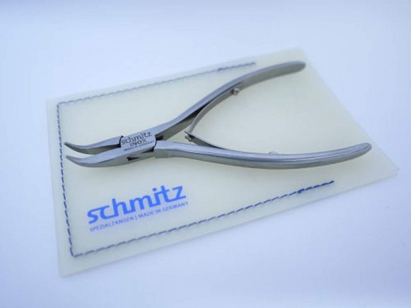 Schmitz Zangen Spitzzange 120mm gebogene, kurze Greif-Backen mit Verzahnung, rostfrei, 4214FP00-RF