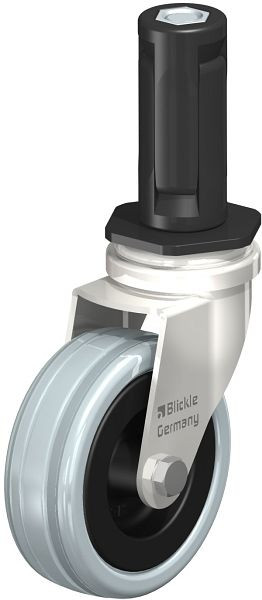 Blickle LRXA-VPA 75G-EXR03 Edelstahl-Apparate-Lenkrolle mit Expander, Vollgummi, Grau, 856436