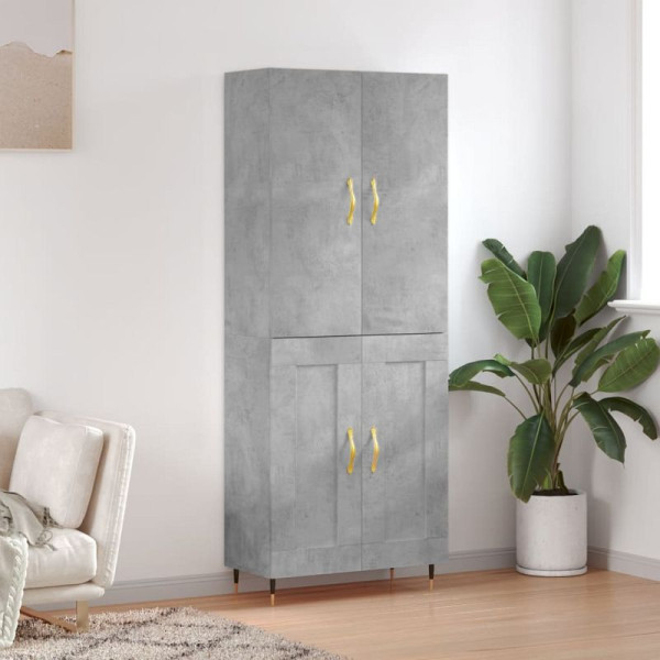 vidaXL Highboard Betongrau 69,5x34x180 cm Holzwerkstoff, 3195775