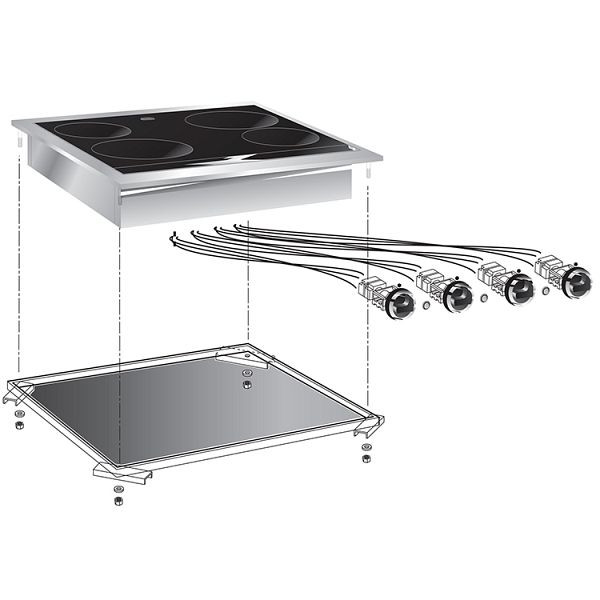 Gastro-Inox drop-in Elektro-Keramik-Kochfeld mit 4 Kochzonen, 60cm, 160.511