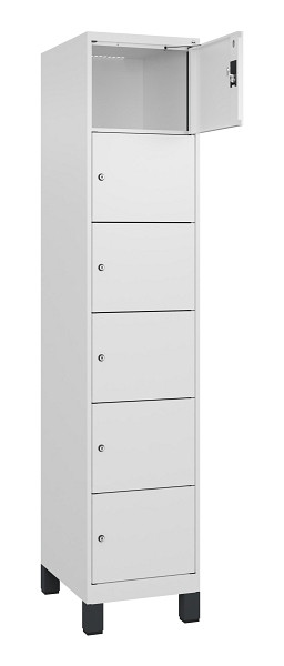 C+P Schließfachschrank Evolo PLUS, mit Füßen, 6 Fächer, 1950x400x500mm, 9016/90, 049010-126 S10020