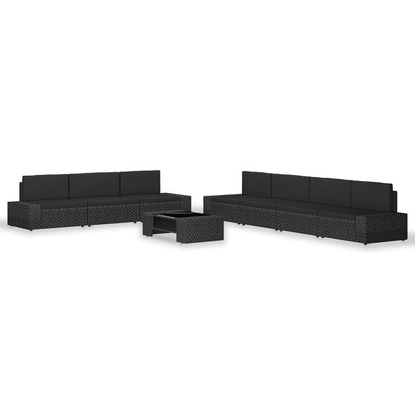 vidaXL 8-teilig Garten-Lounge-Set Poly Rattan Schwarz, 3054579
