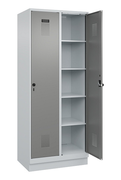 C+P Wäsche-Spind Evolo PLUS, mit Sockel, 2 Abteile, 1950x800x500mm, 7035/0004, Verschluss Drehriegel, Ablageböden 8, 049020-22B S10014