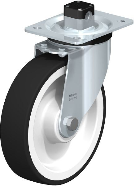 Blickle L-POTH 200K-CS11 Stahlblech-Lenkrolle, mittelschwere Ausführung, mit Anschraubplatte & Zentralfeststeller, Thermoplastisches Polyurethan, 751982