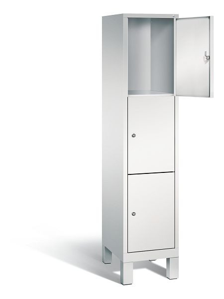 C+P Schließfachschrank Evolo, H1850xB420xT500mm, Farbe: Lichtgrau, 3 Fächer, 48010-123 S10004