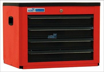 ADB Werkzeugtruhe mit 4 Schubladen, Maße: 450 x 600 x 450mm (HxBxT), Farbe Korpus: rot, RAL 3020, Farbe Front: grau, RAL 7016, 21004