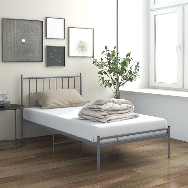 vidaXL Bett Grau Metall 100x200 cm, 325014, 8720286196984