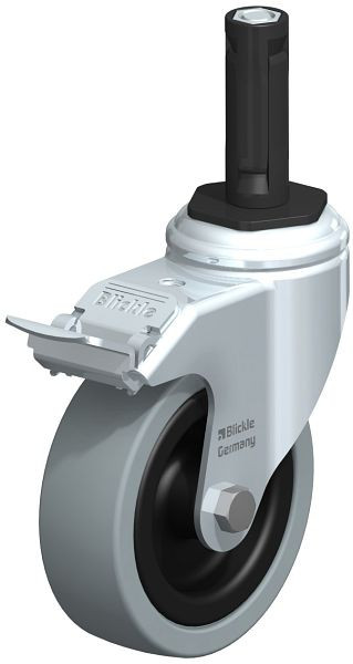 Blickle LKRA-VPA 101G-11-FI-ER12 Apparate-Lenkrolle mit Expander & Feststeller, Vollgummi, Grau, 848184