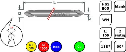 SPPW Duo-Mag HSS-E05 60° WN L: 100 - Ø3,0x0,5, 1246100300