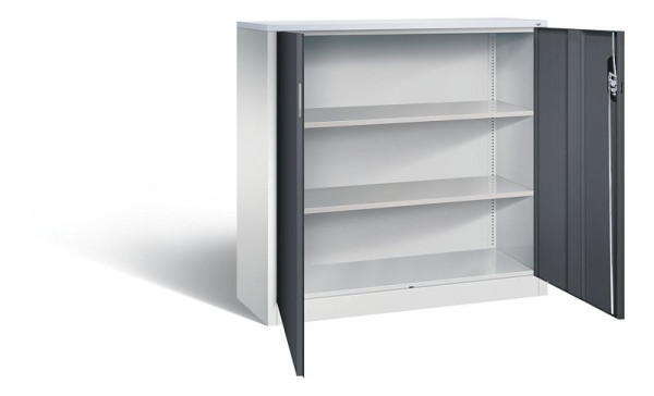 C+P Büroschrank Acurado, H1200xB1200xT400mm, Farbe: Lichtgrau / Schwarzgrau, Muldengriff, 3 OH, 9467-1200 S10191