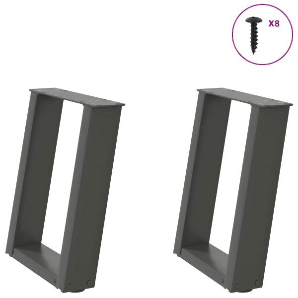 vidaXL Couchtischbeine U-Form 2 Stück Anthrazit 28x(42-43) cm Stahl, 4012758