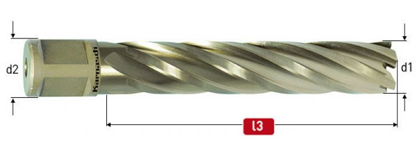 Karnasch HSS-XE Kernbohrer, Weldonschaft 19mm, Nutzlänge 80mm, Gold-Line80 d=50mm, 201285u050