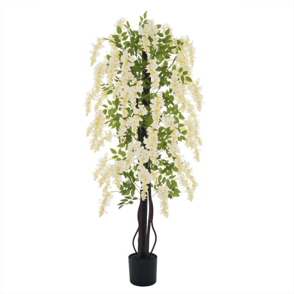 Outsunny Künstliche Glyzienien groß 165 cm Kunstpflanze, Plastik Künstliche Pflanzen Kunstblumen im Topf, Fake Plant wie echt für Büro, 844-346