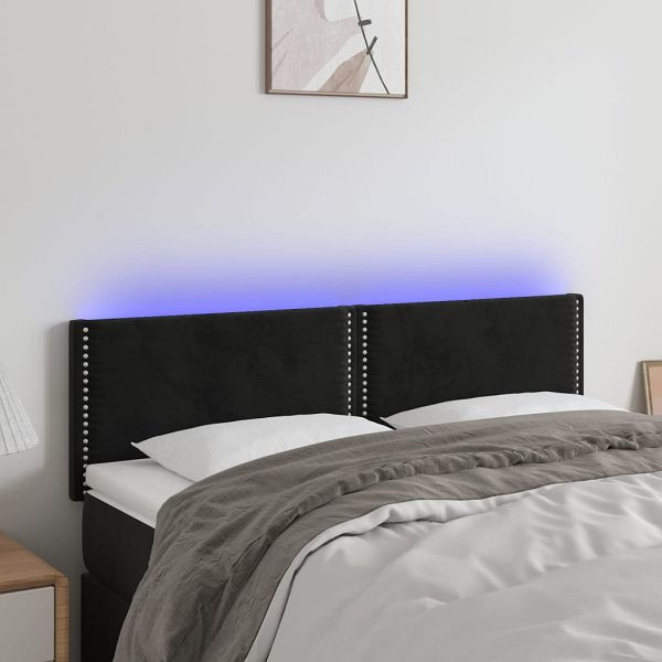 vidaXL LED Kopfteil Schwarz 144x5x78/88 cm Samt, 3121522