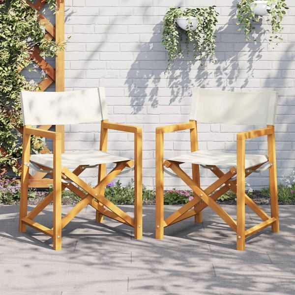 vidaXL Klappbare Gartenstühle 2 Stück Cremeweiß Stoff, 365837