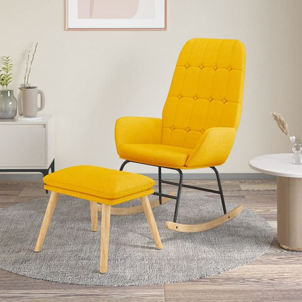 vidaXL Schaukelsessel mit Hocker Senfgelb Stoff, 3097711