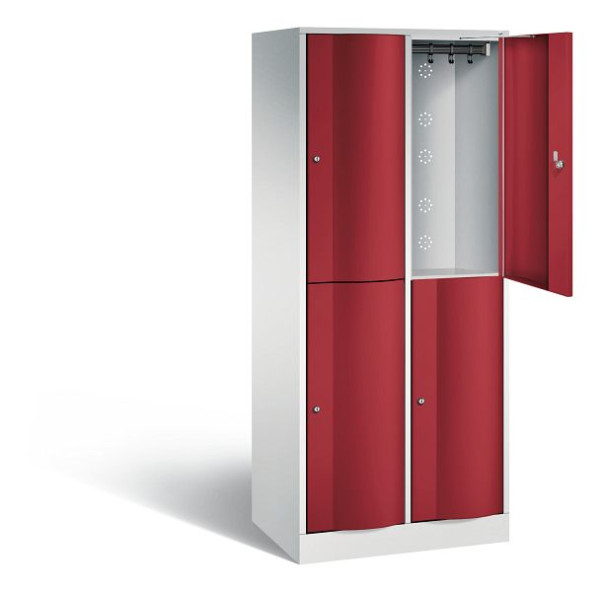 C+P Spind doppelstöckig Resisto, H1950xB772xT540mm, Farbe: Lichtgrau / Rubinrot, 8270-272 S10046