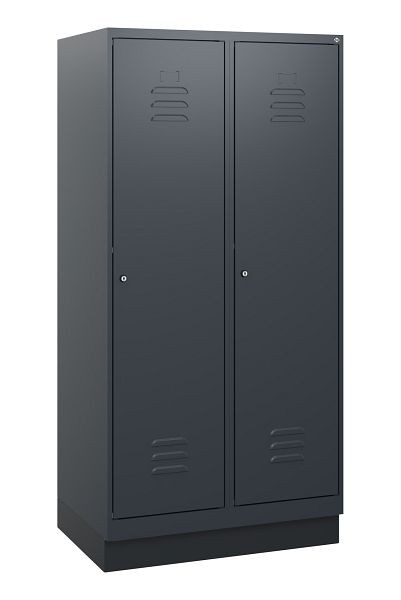 C+P Umkleidespind Classic PLUS, Sockel, 2 Abteile, 1630x800x500mm, 7016/7016, Zylinderschlösser, 0800205-22 S10027