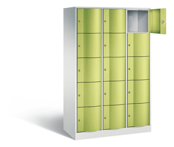 C+P Schließfachschrank Resisto, H1950xB1148xT540mm, Farbe: Lichtgrau / Viridingrün, 8570-372 S10402