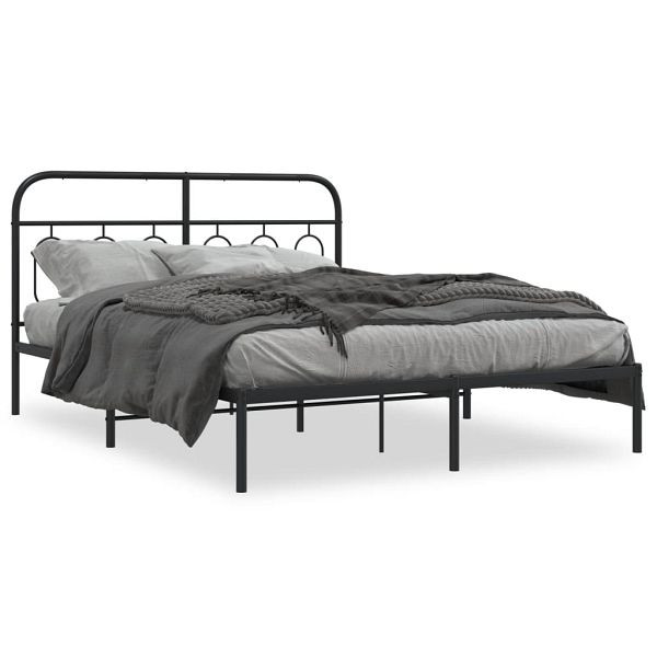 vidaXL Bettgestell mit Kopfteil Metall Schwarz 150x200 cm, 377119