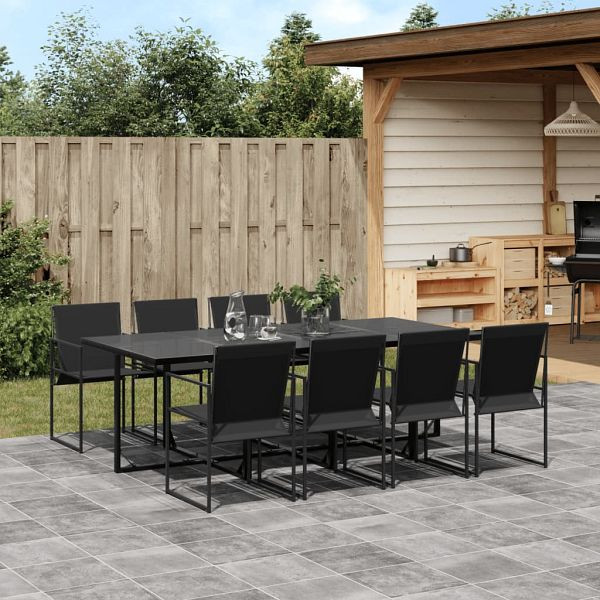 vidaXL 9-tlg. Garten-Essgruppe Schwarz Textilene, 3295120