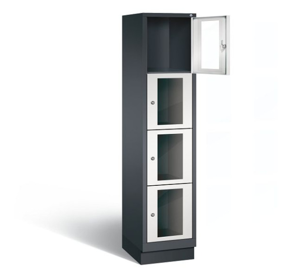 C+P Schließfachschrank Classic, H1800xB420xT500mm, Farbe: Schwarzgrau / Lichtgrau, 8020A124 S10009